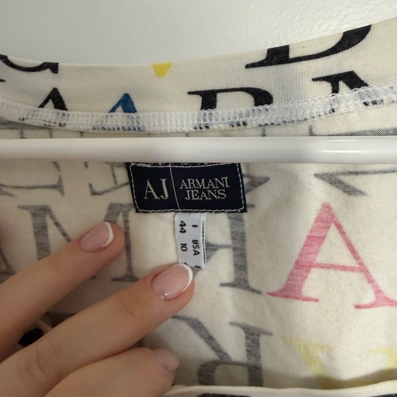 Armani Jeans Vintage Y2K Women's Multicolor Logo Graphic Top - Picture 5 of 6